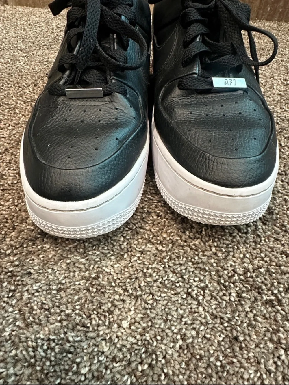 Women's Nike Air Force 1 Sage Low Black Platform Sneakers Size 9.5